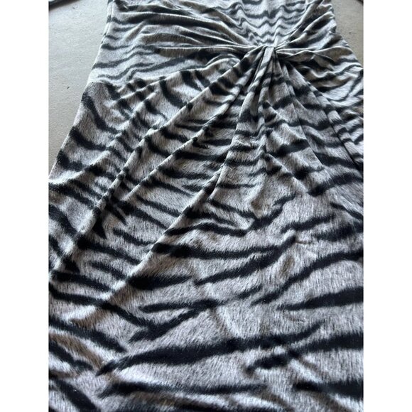 Michael Kors Sz XS Woman Black White Zebra Animal Print Cap Sleeve Dress Stretch - Picture 6 of 16
